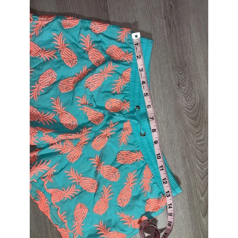 Lilly Pulitzer XS Turquoise Coral Pineapple Embroidered Scallop Shorts Resort